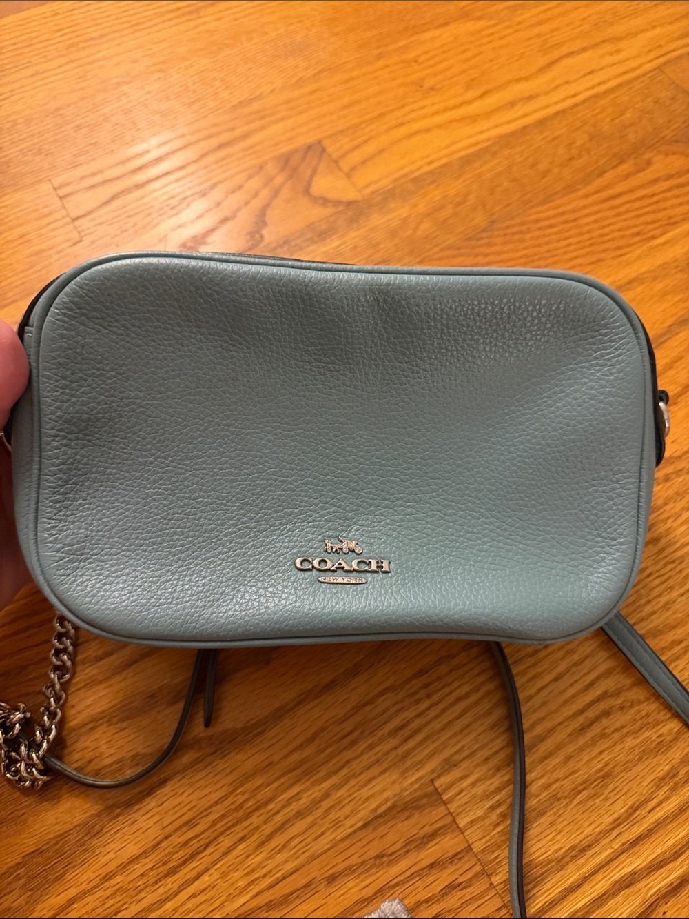 Coach Pebbled Leather Crossbody Bag - Slate Blue